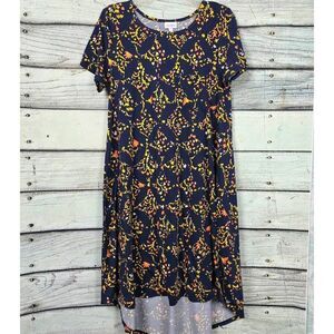 LuLaRoe Carly Dress Small Navy Floral Hi-Low
